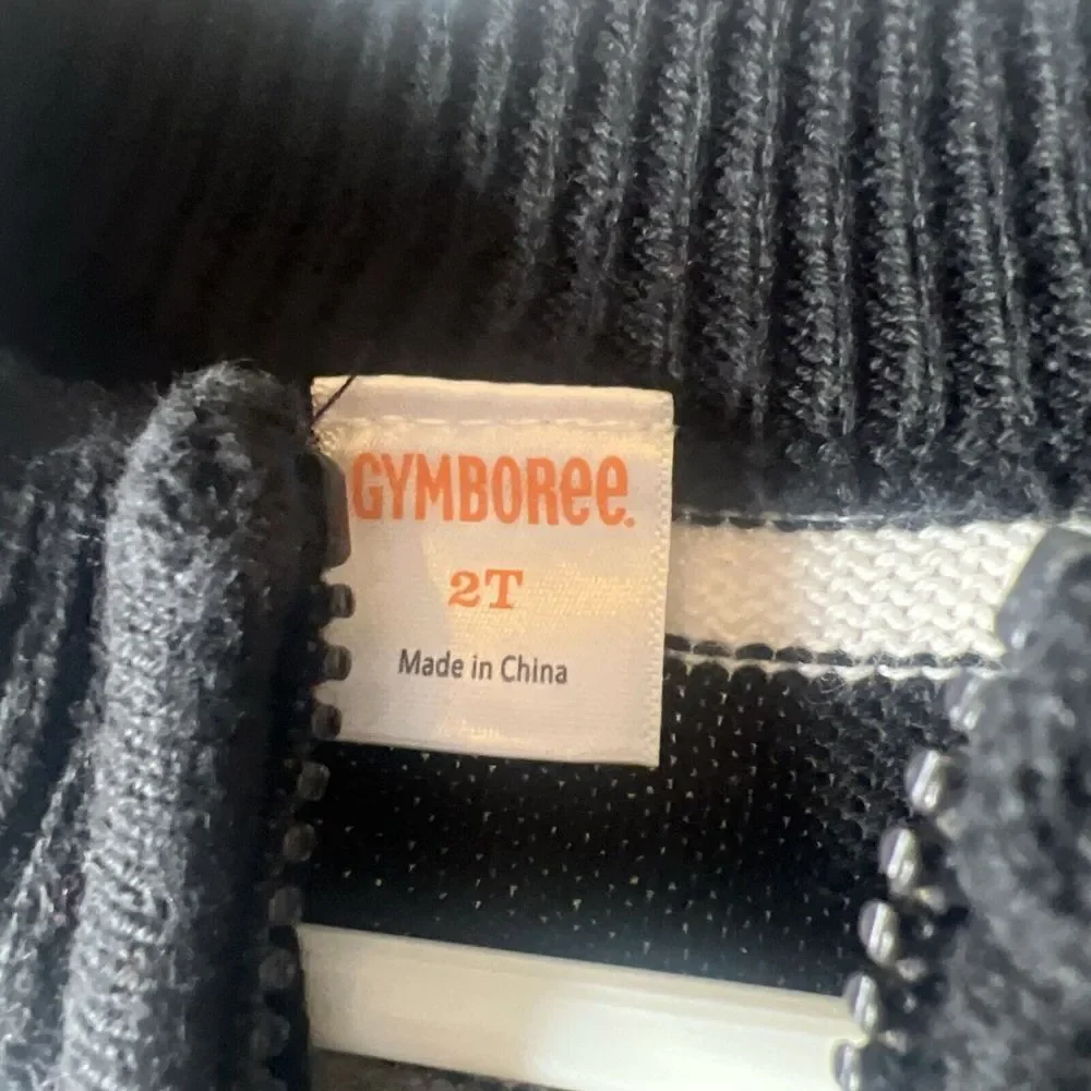 Gymboree Striped Sweater 2T Full Zip Up Toddler Boy Girl Black‎ Gray Blue Green